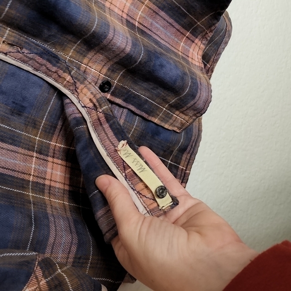 Miss Me Distressed Long Button Down Studded Plaid Shirt - Picture 4 of 11